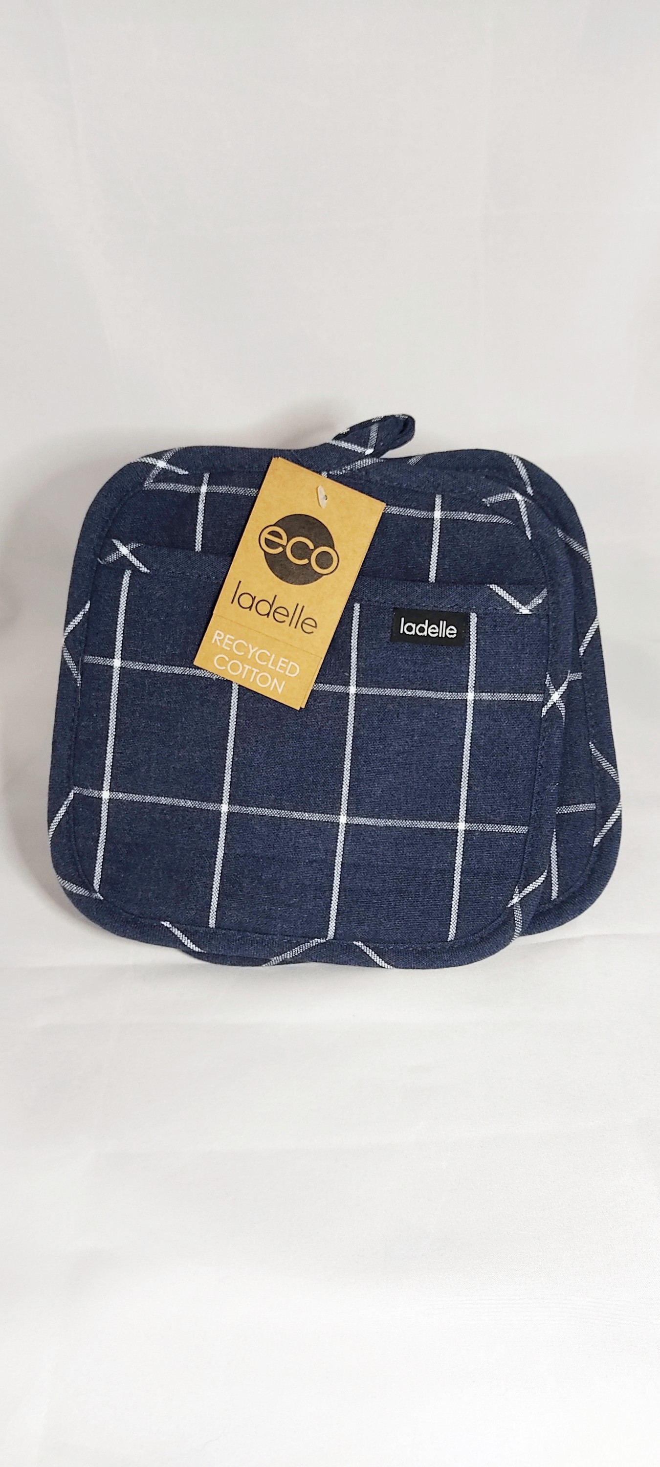 Topflappen | 2-er Pack | Eco check | Marineblau