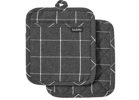 Topflappen | 2-er Pack | Eco check | Anthrazit
