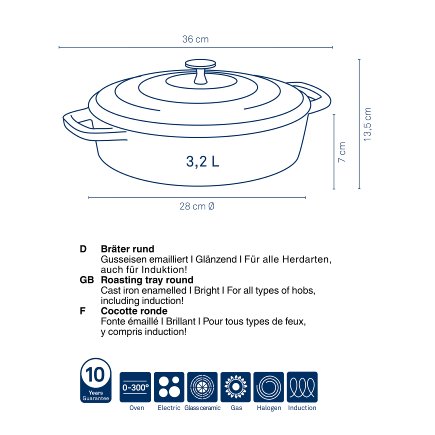 Bräter rund Calido Gusseisen 28cm Ø,