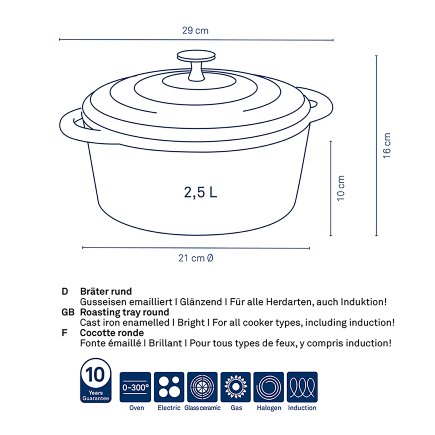 Bräter rund Calido Gusseisen 21cm Ø,